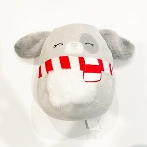 Squishmallow Gray and White Dog Plush
